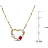 Lab Created Created Ruby Necklace Yellow Plated Sterling Silver, 17"