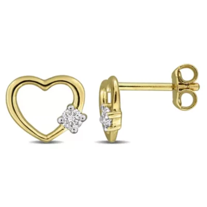 Lab Grown Diamond Post Earrings in Yellow Plated Sterling Silver
