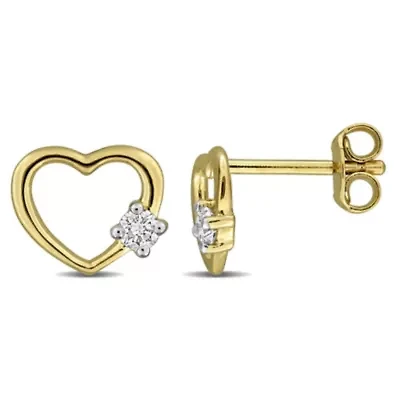 Lab Grown Diamond Post Earrings in Yellow Plated Sterling Silver