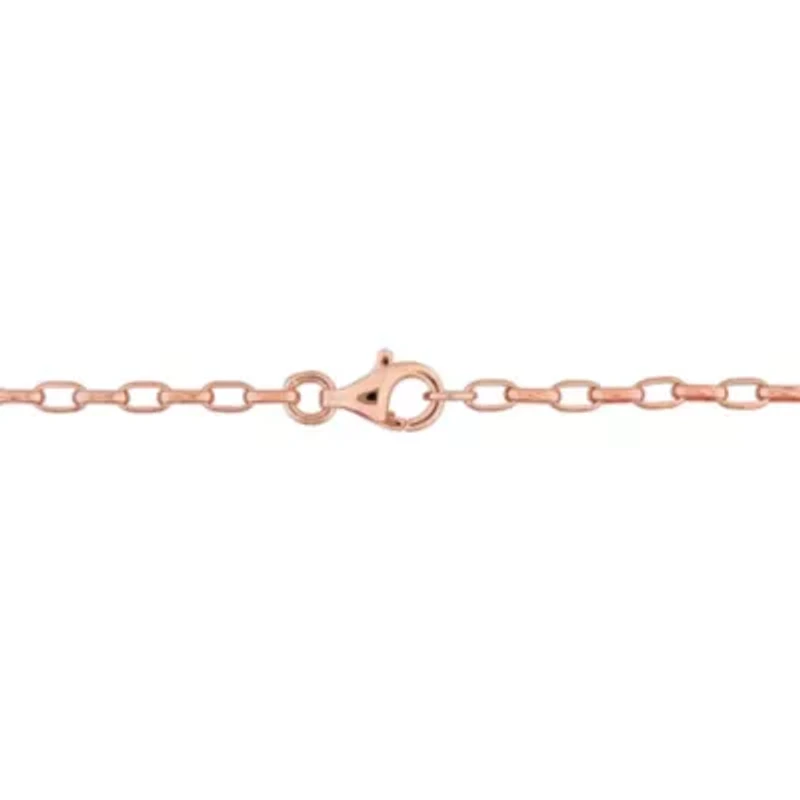 Rose de France & Amethyst Necklace in Rose Plated Sterling Silver, 17"