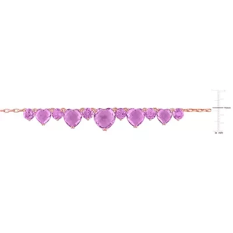Rose de France & Amethyst Necklace in Rose Plated Sterling Silver, 17"