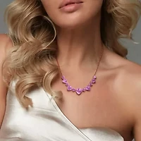 Rose de France & Amethyst Necklace in Rose Plated Sterling Silver, 17"