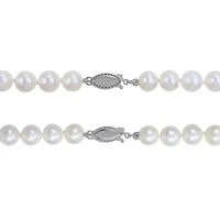 2 Pc Set of 7-7.5mm Freshwater Cultured Pearl Necklace & Bracelet in Sterling Silver