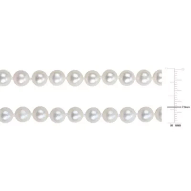 2 Pc Set of 7-7.5mm Freshwater Cultured Pearl Necklace & Bracelet in Sterling Silver