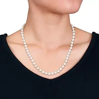 2 Pc Set of 7-7.5mm Freshwater Cultured Pearl Necklace & Bracelet in Sterling Silver