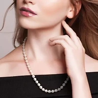 2 Pc Set of 7-7.5mm Freshwater Cultured Pearl Necklace & Bracelet in Sterling Silver