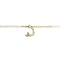 White Topaz & 3.5-10mm Freshwater Cultured Pearl Necklace in Yellow Plated Sterling Silver, 16+2 Ext.