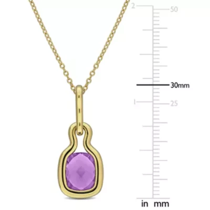 Amethyst Pendant With Chain in Yellow Plated Sterling Silver, 17-in
