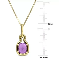 Amethyst Pendant With Chain in Yellow Plated Sterling Silver, 17-in