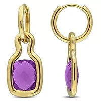 Amethyst Hoop Earrings in Yellow Plated Sterling Silver
