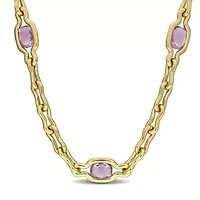 Amethyst Necklace in Yellow Plated Sterling Silver, 17-in