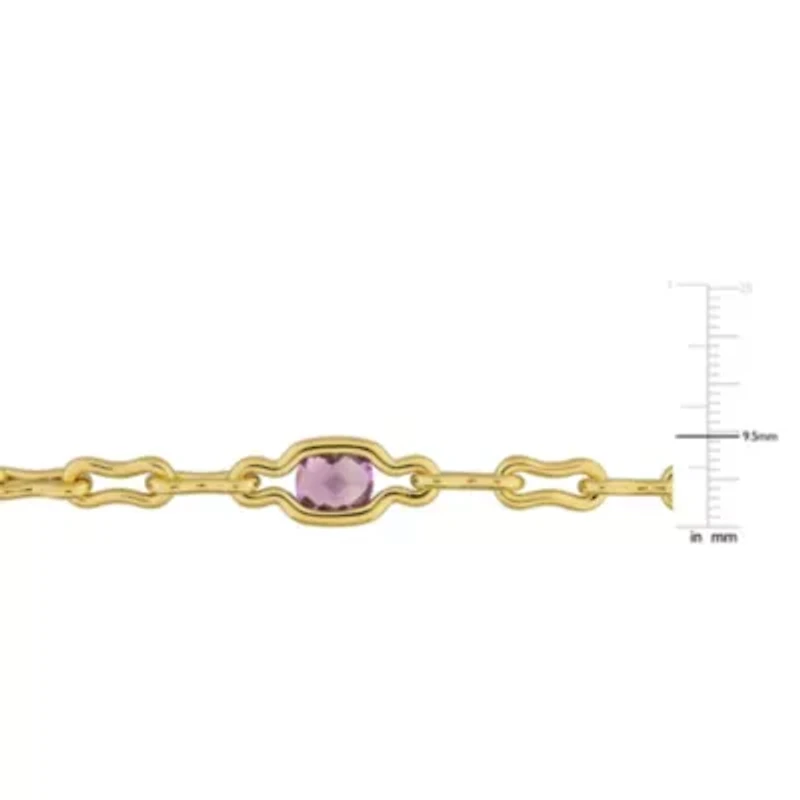 Amethyst Necklace in Yellow Plated Sterling Silver, 17-in