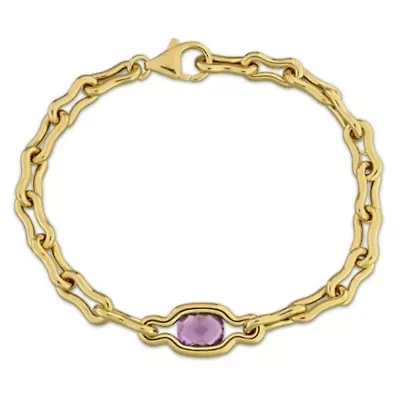 Amethyst Bracelet in Yellow Plated Sterling Silver, 7.25-in
