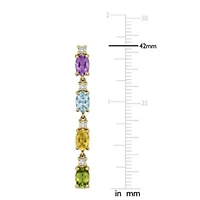 Amethyst, Blue Topaz Citrine Peridot & White Topaz Earrings in Yellow Plated Sterling Silver