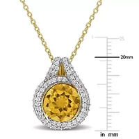 Citrine & White Topaz Pendant With Chain in Yellow Plated Sterling Silver, 17-in