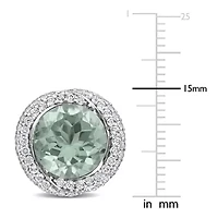 Green quartz & White Topaz Earrings in Sterling Silver