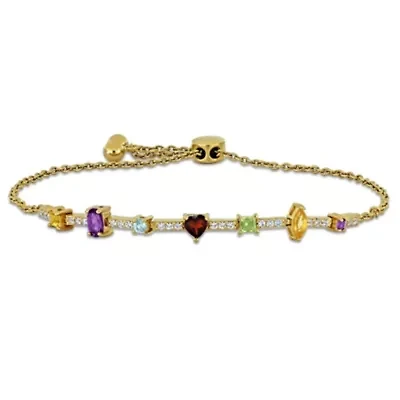 Multi-Gemstone Bracelet in Yellow Plated Sterling Silver