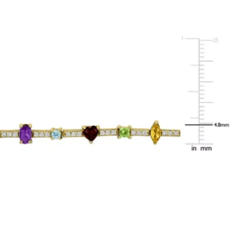 Multi-Gemstone Bracelet in Yellow Plated Sterling Silver