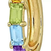 Multi-Gemstone Hoop Earrings in Yellow Plated Sterling Silver