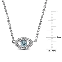 Lab Created Sky Blue Topaz & Created White Sapphire Necklace in Sterling Silver, 18"+1"ext