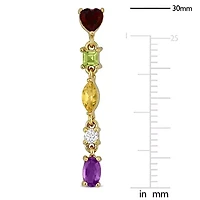 Brazil Amethyst, Sky Blue Topaz, Citrine, Garnet & Peridot Earrings in Yellow Plated Sterling Silver