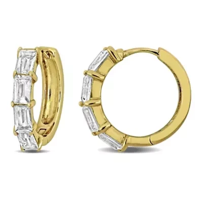 White Topaz Hoop Earrings in Yellow Plated Sterling silver