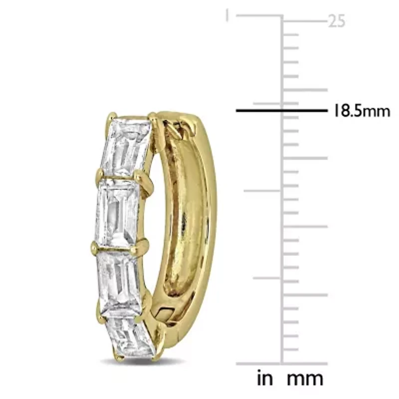 White Topaz Hoop Earrings in Yellow Plated Sterling silver