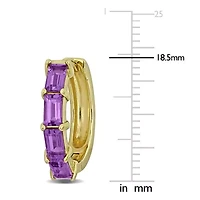Amethyst Huggie Earrings in Yellow Plated Sterling Silver