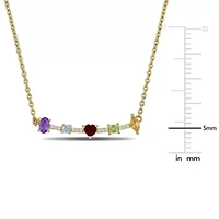 Lab Created Multi-Gemstone Necklace in Yellow Plated Sterling Silver 18"+1"ext