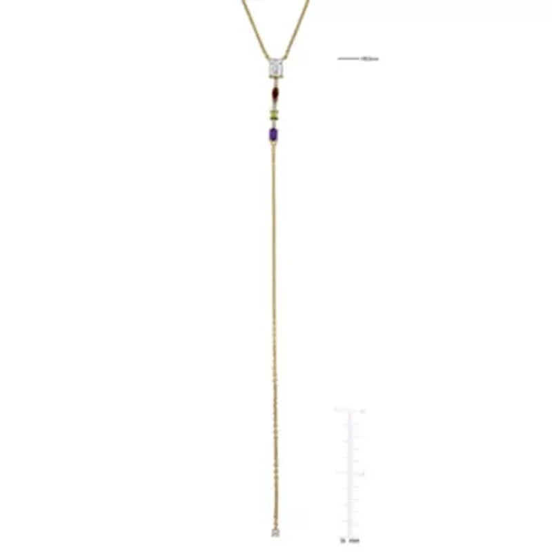 Lab Created Multi-Gemstone Necklace in Yellow Plated Sterling Silver, 18"+1"ext
