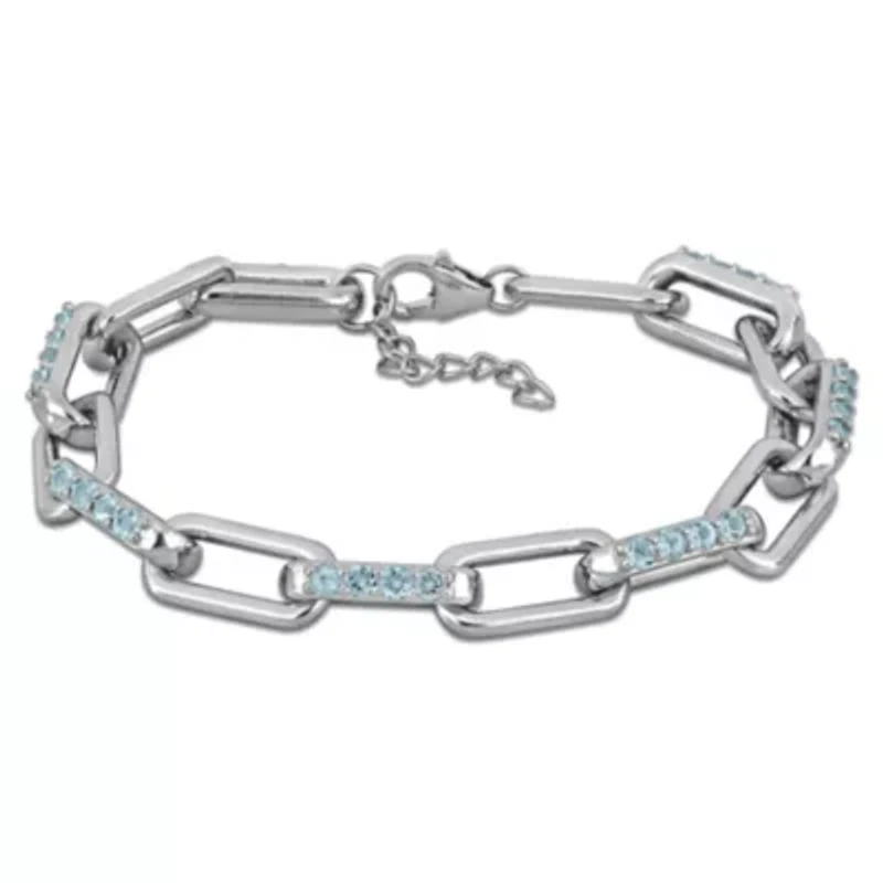 Sky Blue Topaz Bracelet in Sterling Silver, 7"+1" ext.