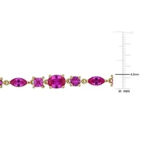 Lab Created Created Pink Sapphire Bracelet in Yellow Plated Sterling Silver, 7.5"+1" ext.