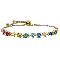 Lab Created Multi-Gemstone Bracelet in Yellow Plated Sterling Silver, 9- in