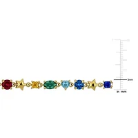 Lab Created Multi-Gemstone Bracelet in Yellow Plated Sterling Silver, 9- in