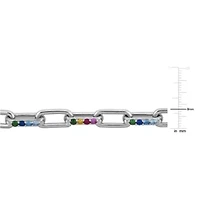 Lab Created Multi-Gemstone Bracelet in Sterling Silver, 7"+1" ext.