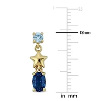 Lab Created Created Blue Spinel & Created Aquamarine Earrings in Yellow Plated Sterling Silver