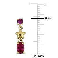 Lab Created Created Pink Sapphire & Created Ruby Earrings in Yellow Plated Sterling Silver
