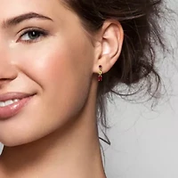 Lab Created Created Pink Sapphire & Created Ruby Earrings in Yellow Plated Sterling Silver