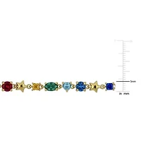 Lab Created Multi-Gemstone Necklace in Yellow Plated Sterling Silver, 18"+1.5"ext