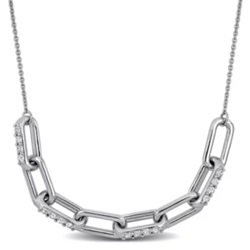Lab Created Created White Sapphire Necklace in Sterling Silver, 18"+2"ext