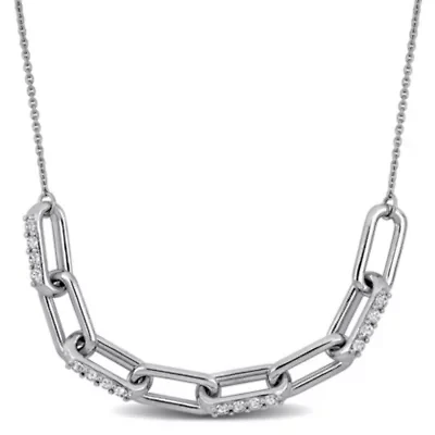 Lab Created Created White Sapphire Necklace in Sterling Silver, 18"+2"ext
