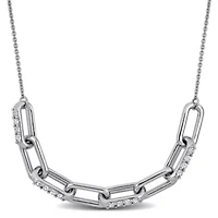 Lab Created Created White Sapphire Necklace in Sterling Silver, 18"+2"ext