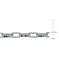 Lab Created Multi-Gemstone Necklace in Sterling Silver, 18"+2"ext