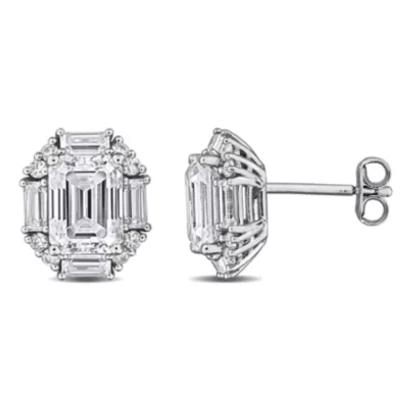 Lab Created Created White Moissanite Earrings in Sterling Silver