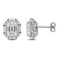 Lab Created Created White Moissanite Earrings in Sterling Silver