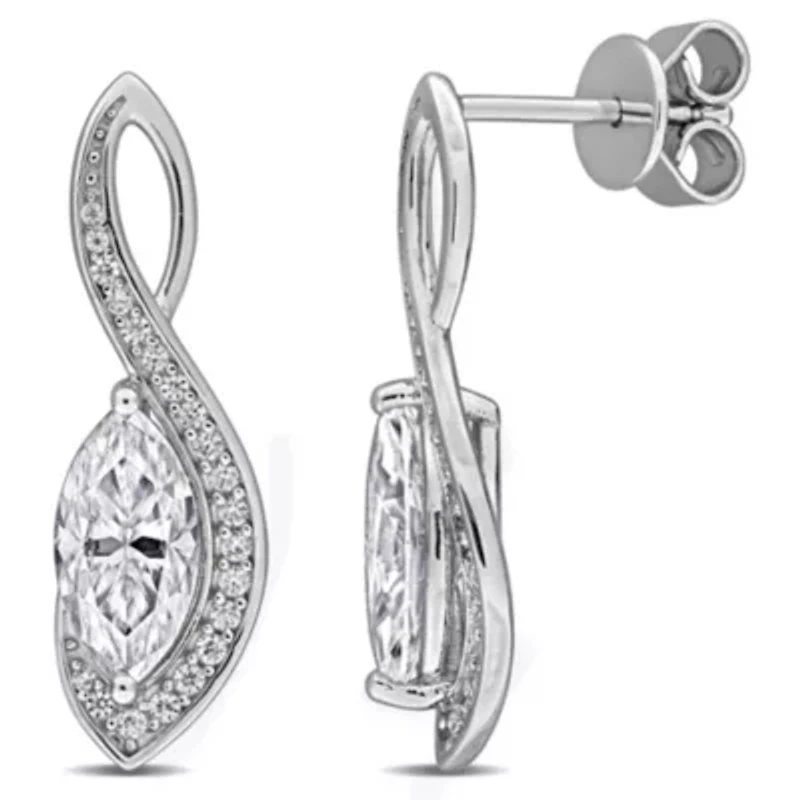 Lab Created Created White Moissanite Post Earrings in Sterling Silver