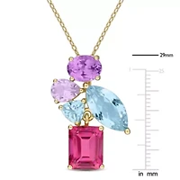 Multi-gemstone Pendant With Chain in Yellow Plated Sterling Silver, 17-in