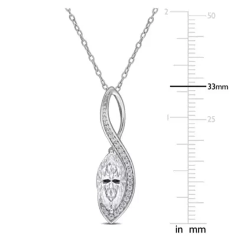 Created White Moissanite Pendant With Chain in Sterling Silver, 18-in