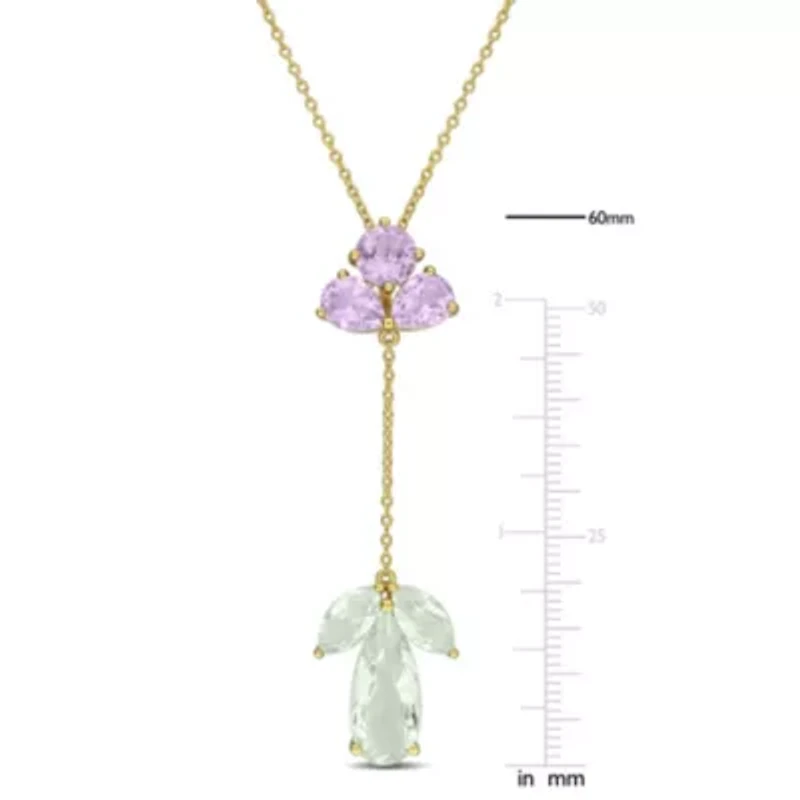 Rose de France, Green Quartz & Green Amethyst Pendant With Chain in Yellow Plated Sterling Silver, 17-in