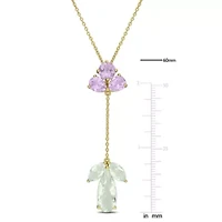 Rose de France, Green Quartz & Green Amethyst Pendant With Chain in Yellow Plated Sterling Silver, 17-in